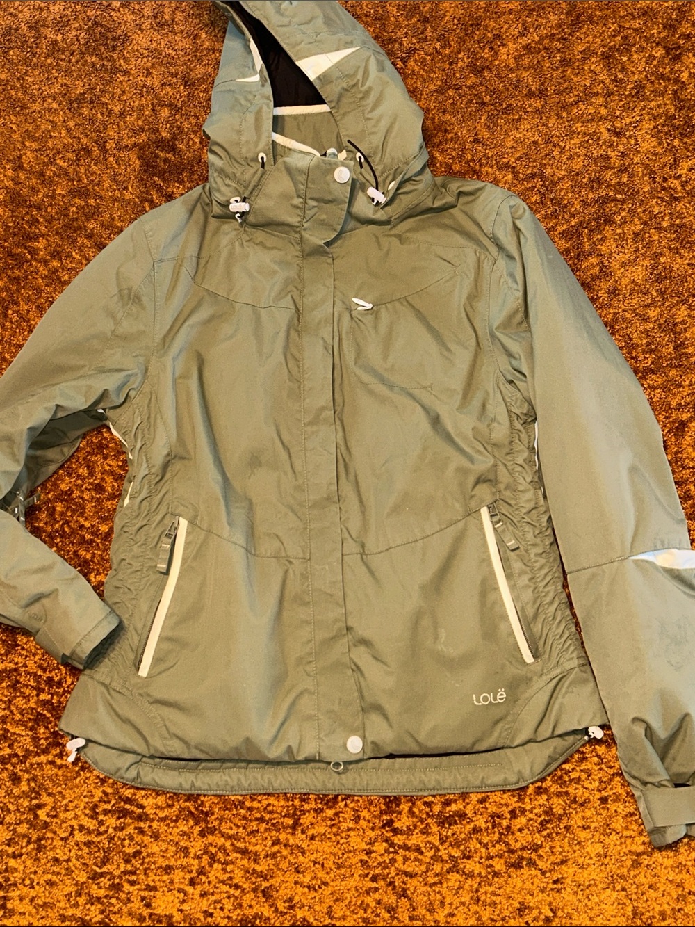Lole Olive Green Ski Jacket with Cream Trim